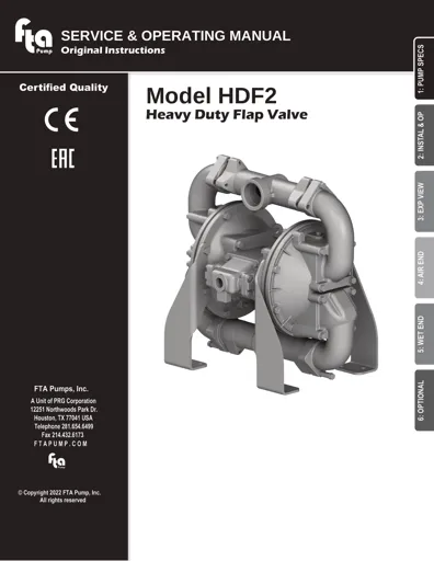Bombas de diafragma Sandpiper modelo HDF2 metálica Manual de Servicio