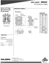 Bombas de diafragma WILDEN modelo P4 y P400 no metalicas P4 Datos Técnicos