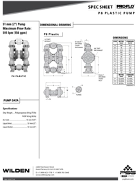 Bombas de diafragma WILDEN modelo P8 y PS800 no metalicas P8 Datos Técnicos